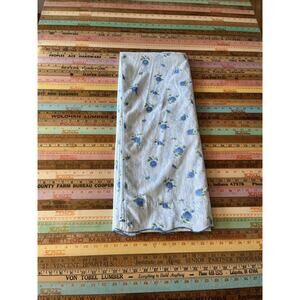 Vintage Cannon Royal Family Percale Full Flat Top Sheet Blue Floral Roses 81X104